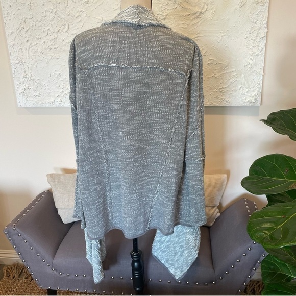 Free People In The Loop Open Front Long Heather Gray Draped Cardigan Sz XS - Picture 7 of 11